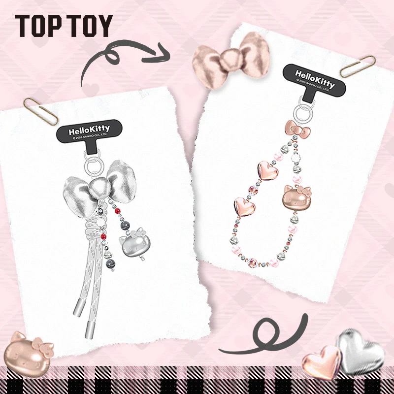 Hello Kitty Gold Glitter Phone Charms – Phone Strap, Mini Charm & Shoulder Lanyard - Image 14