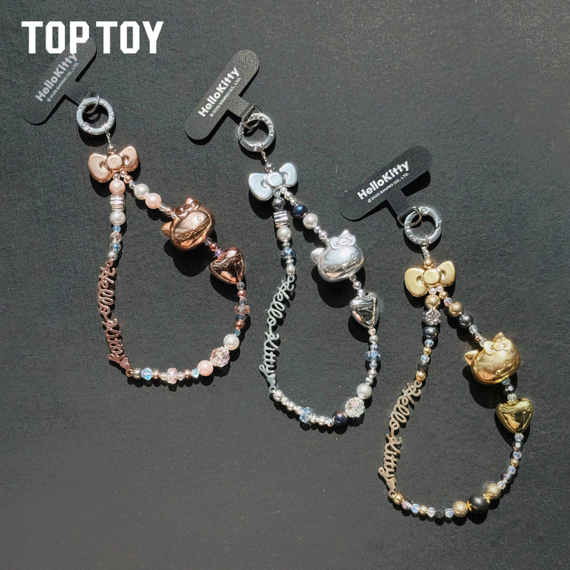 Hello Kitty Gold Glitter Phone Charms – Phone Strap, Mini Charm & Shoulder Lanyard - Image 6