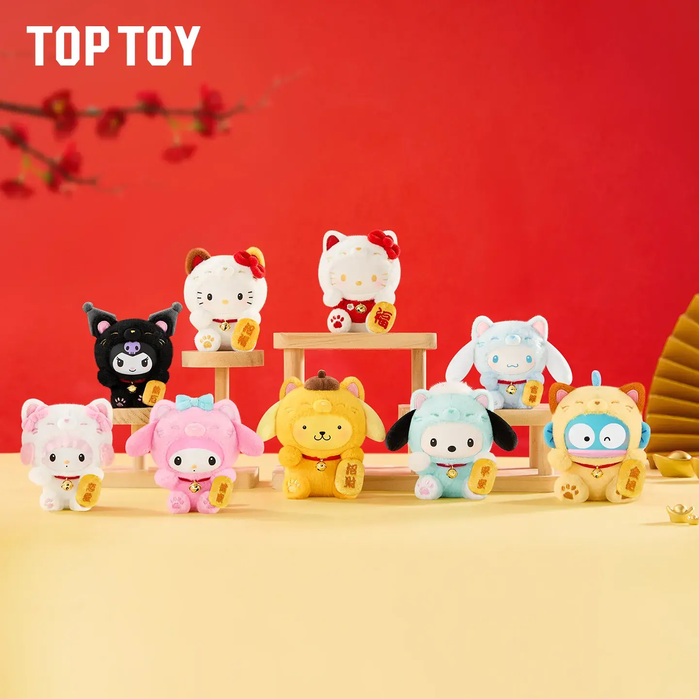 Sanrio Characters Lucky Cat Series Plush Keychain Blind Box